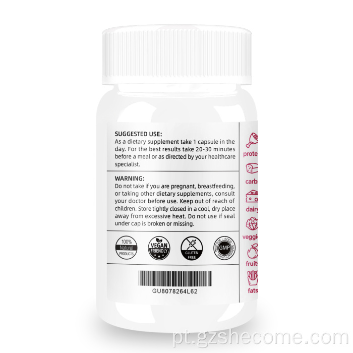 Suplemento de enzimas digestivas com enzimas multi -